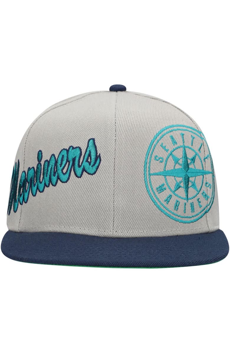 Mitchell & Ness Men's Mitchell & Ness Gray Seattle Mariners Knock Out Panel Snapback Hat, Alternate, color, Gray