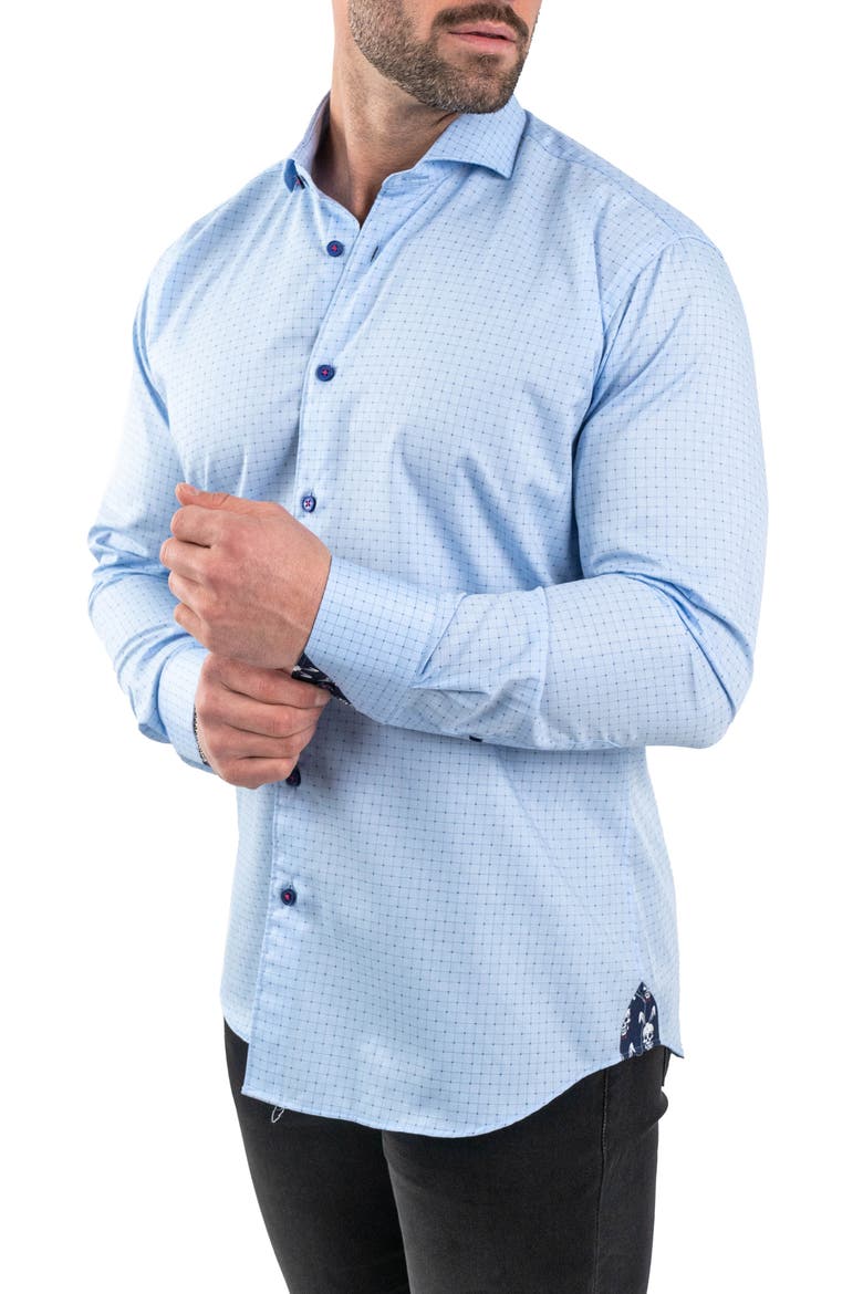 Einstein Jacqpointsquare Blue Button-Up Shirt, Alternate, color, BLUE