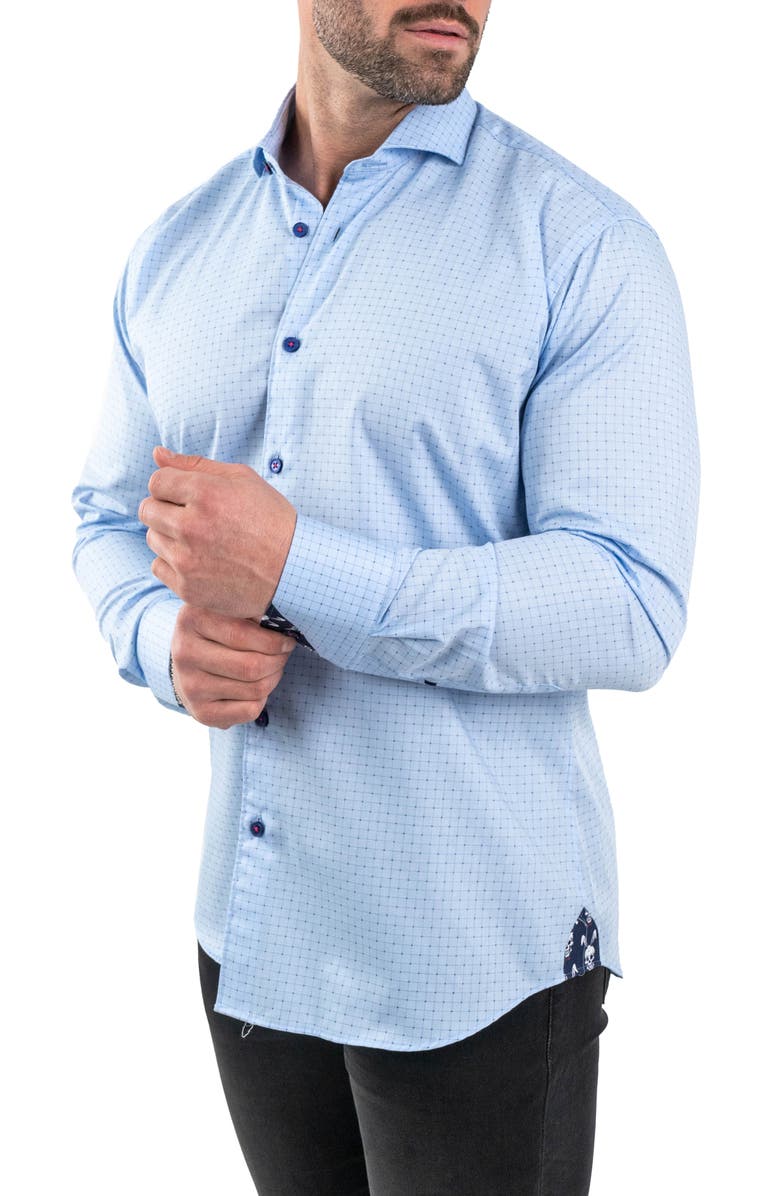 Maceoo Einstein Jacqpointsquare Blue Button-Up Shirt, Alternate, color, Blue