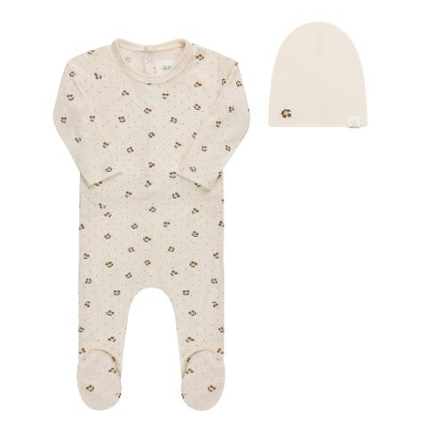 Aurora Classics Modal Cherry Print Collection Footie + Beanie