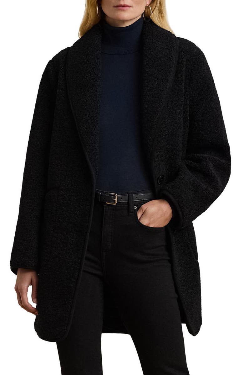 Lauren Ralph Lauren Shawl Collar Faux Shearling Coat, Main, color, 