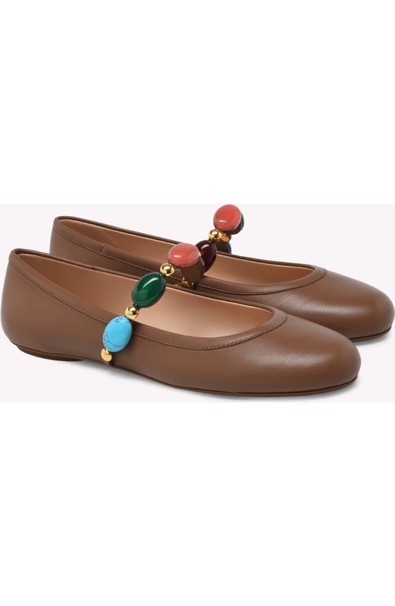 Gianvito Rossi Shanti Mary Jane Ballerina, Alternate, color, Brown Leather