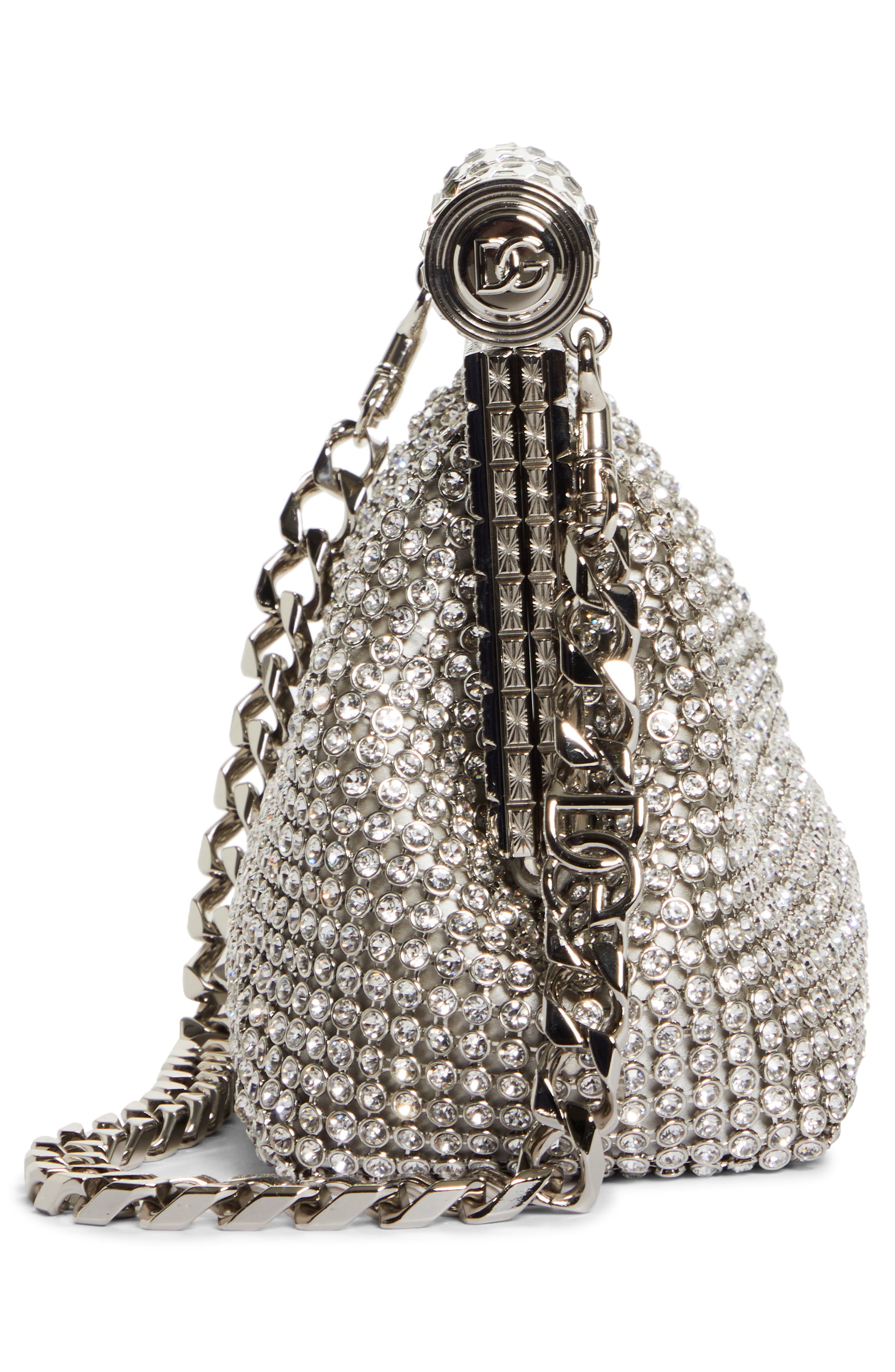 Dolce&Gabbana Bubù Crystal Mesh Satin Evening Bag, Alternate, color, 