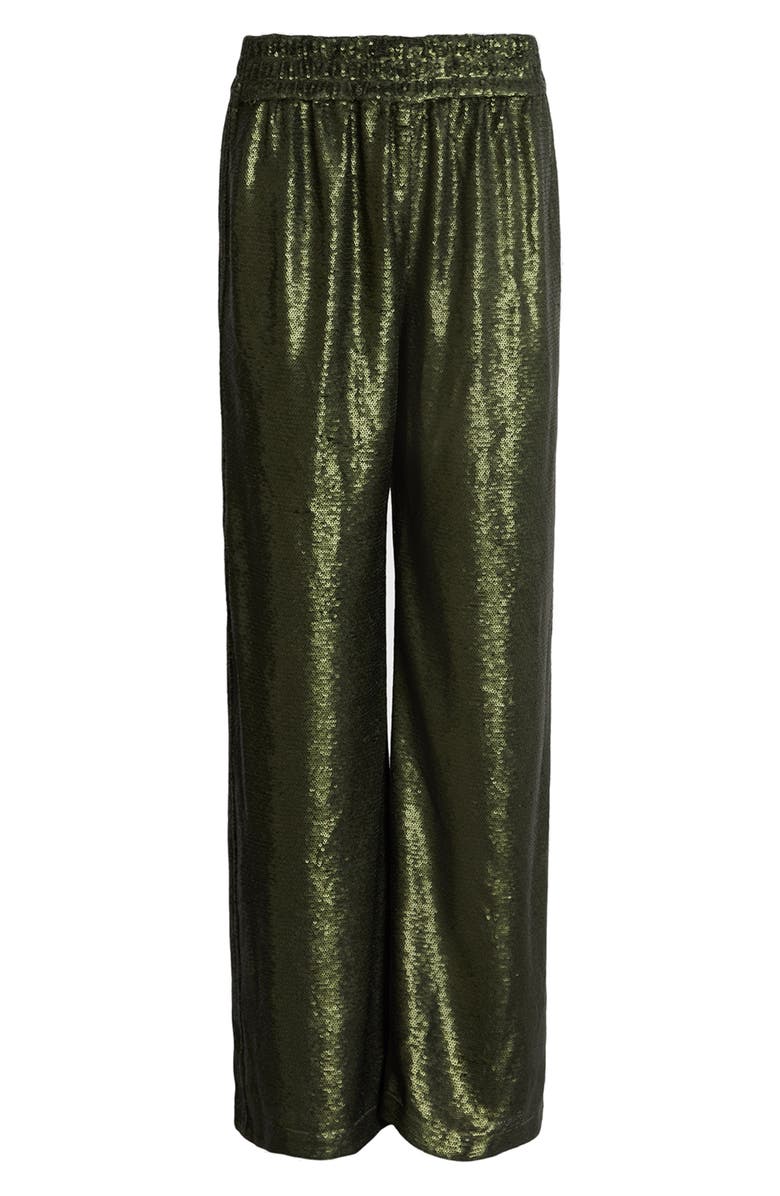 AllSaints Charli Sequin Wide Leg Pants, Alternate, color, Olive Green