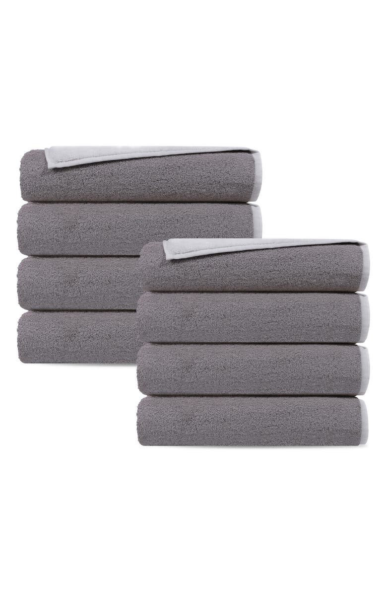 DePera Double Face 8-Piece Turkish Cotton Hand Towels, Main, color, Grey/White