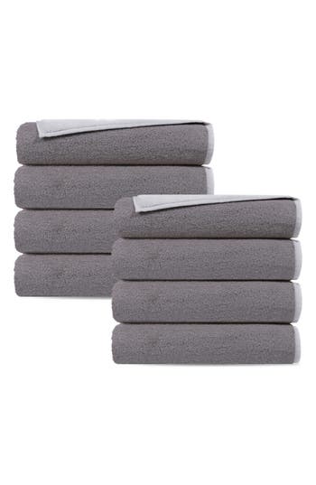 Depera Double Face 8-piece Turkish Cotton Hand Towels In Gray