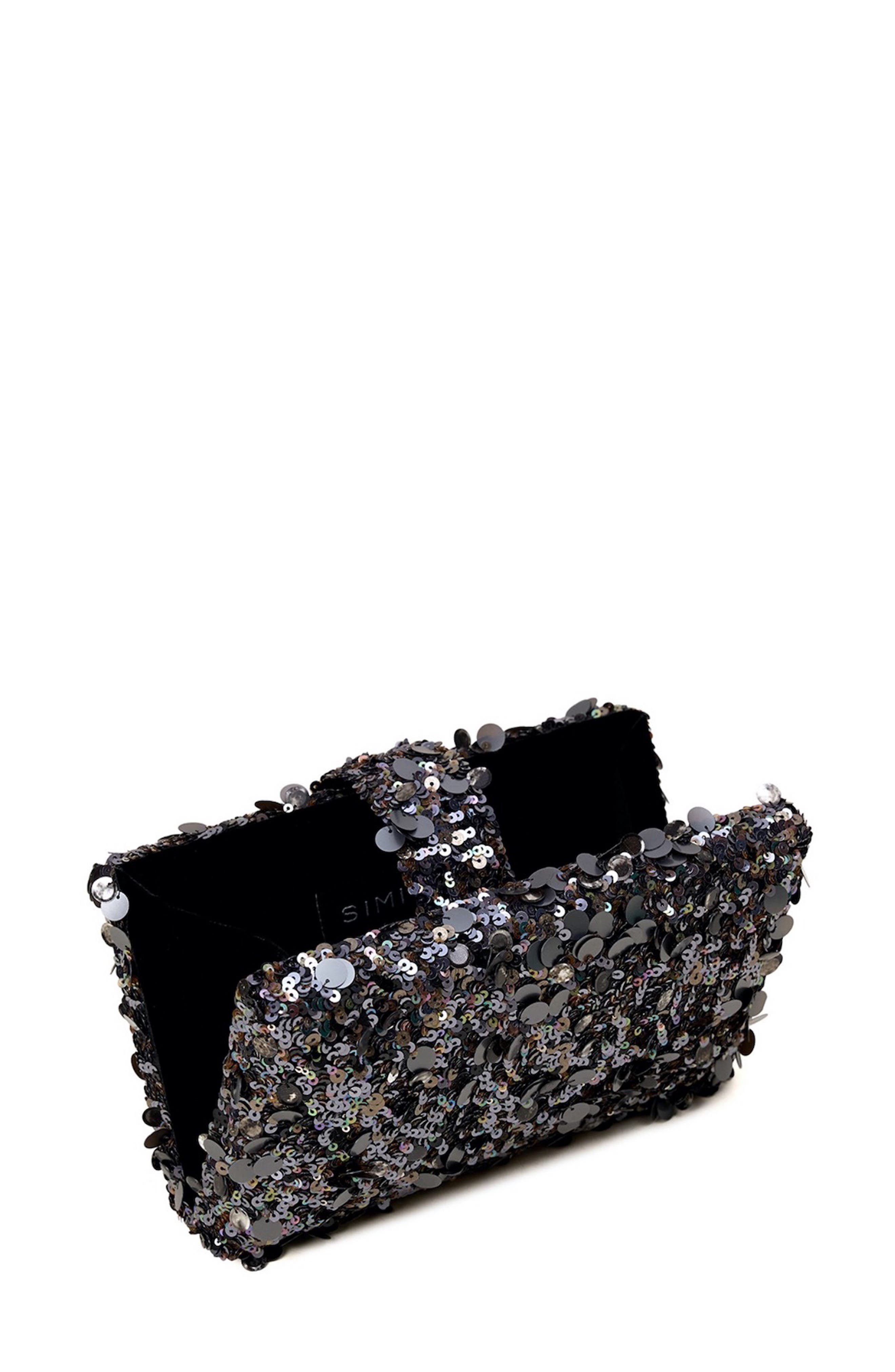 Simitri Metallic Kitsch Clutch, Alternate, color, Raven