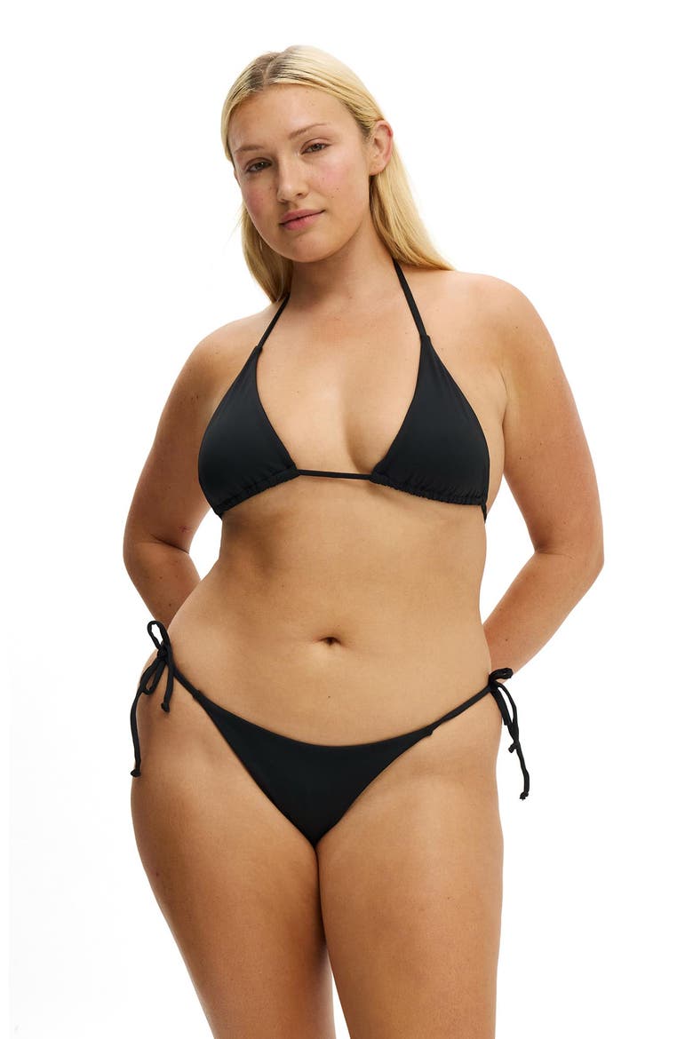 Women's String Triangle Bikini Top, Alternate, color, Black
