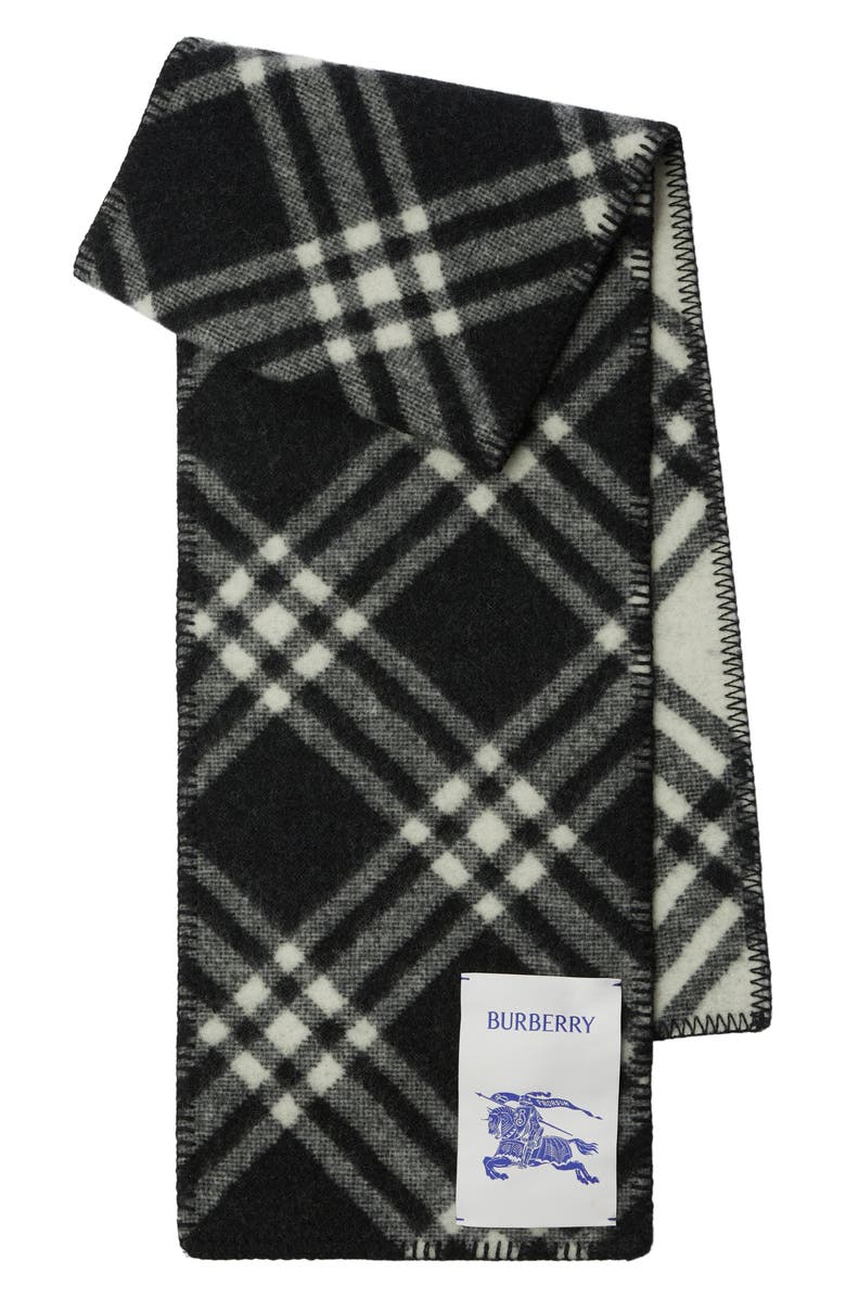 Burberry Equestrian Knight Design Patch Check Wool Scarf, Main, color,