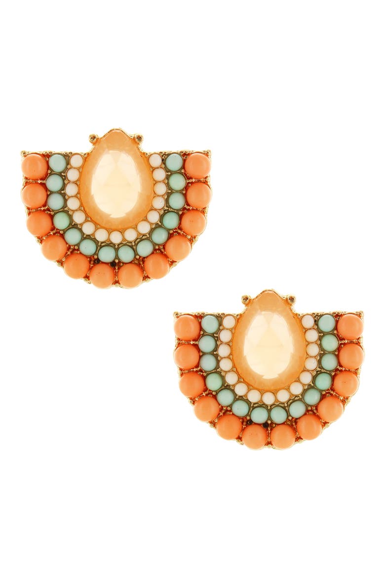 Sea Fan Stud Earrings, Main, color, GOLD / PEACH