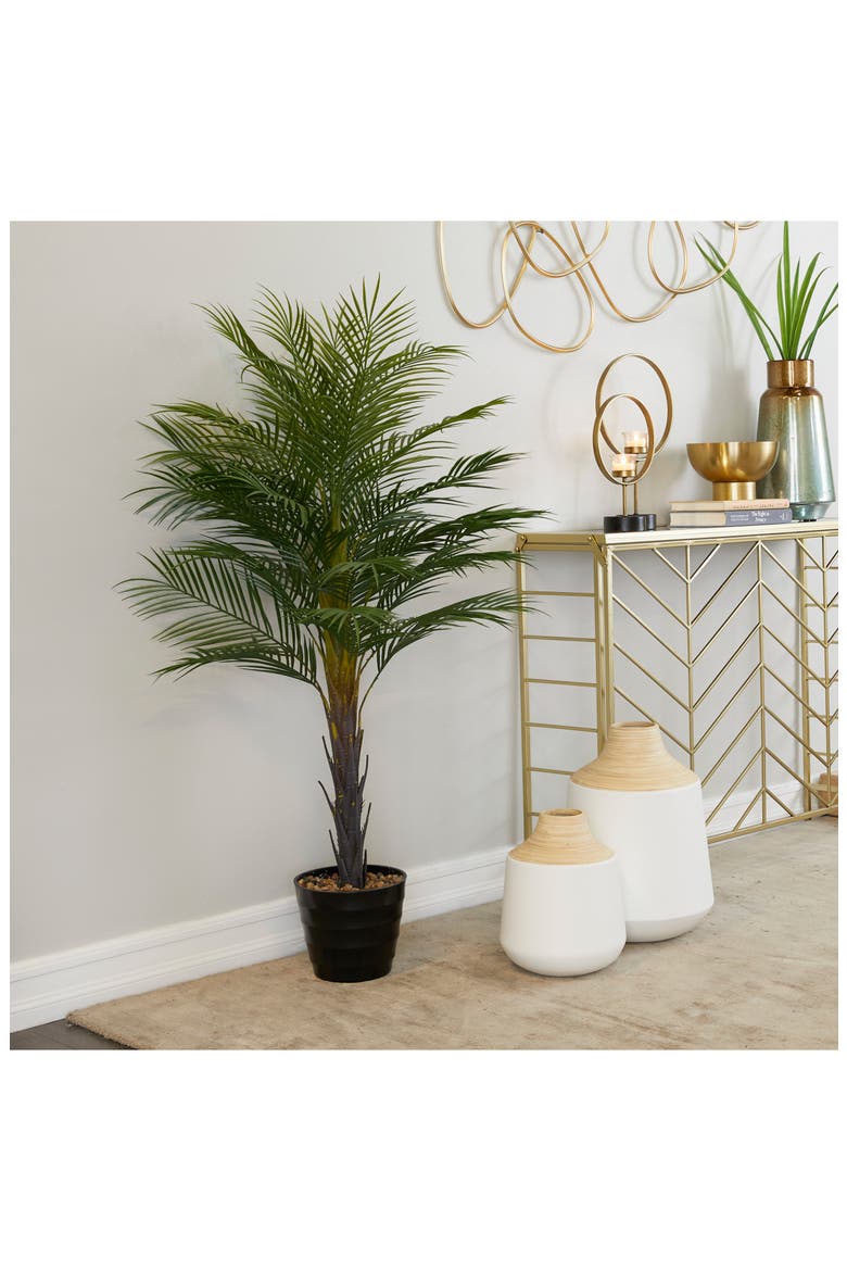 Green Faux Foliage Artificial Palm Tree, Alternate, color, GREEN