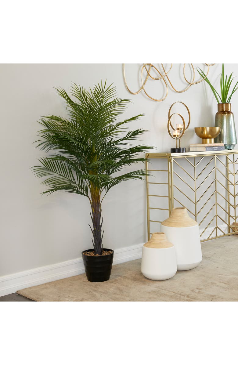 GINGER BIRCH STUDIO Green Faux Foliage Artificial Palm Tree, Alternate, color, Green