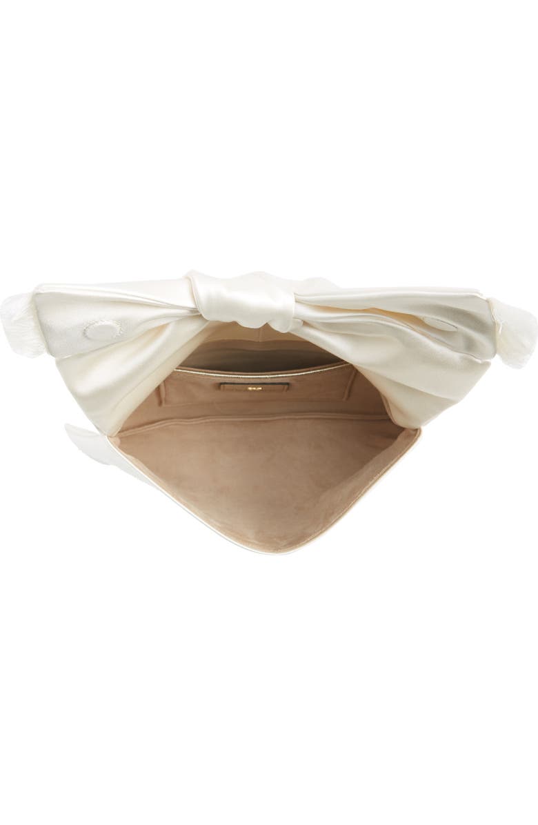 Anya Hindmarch Bow Double Face Satin Clutch, Alternate, color, Ivory