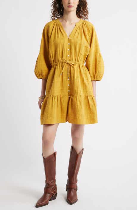 Treasure & Bond Button Front Cotton Seersucker Dress