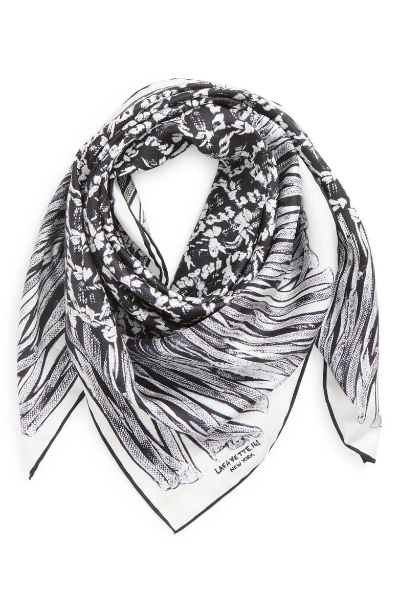 Lafayette 148 New York Trompe l'Oeil Print Square Silk Twill Scarf, Alternate, color, 