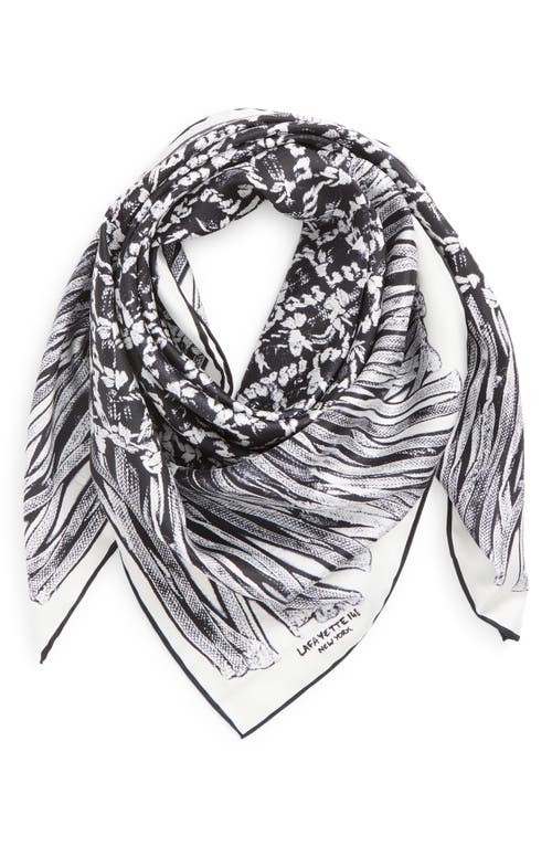 Lafayette 148 Trompe L'oeil Print Silk Twill Scarf In Gray