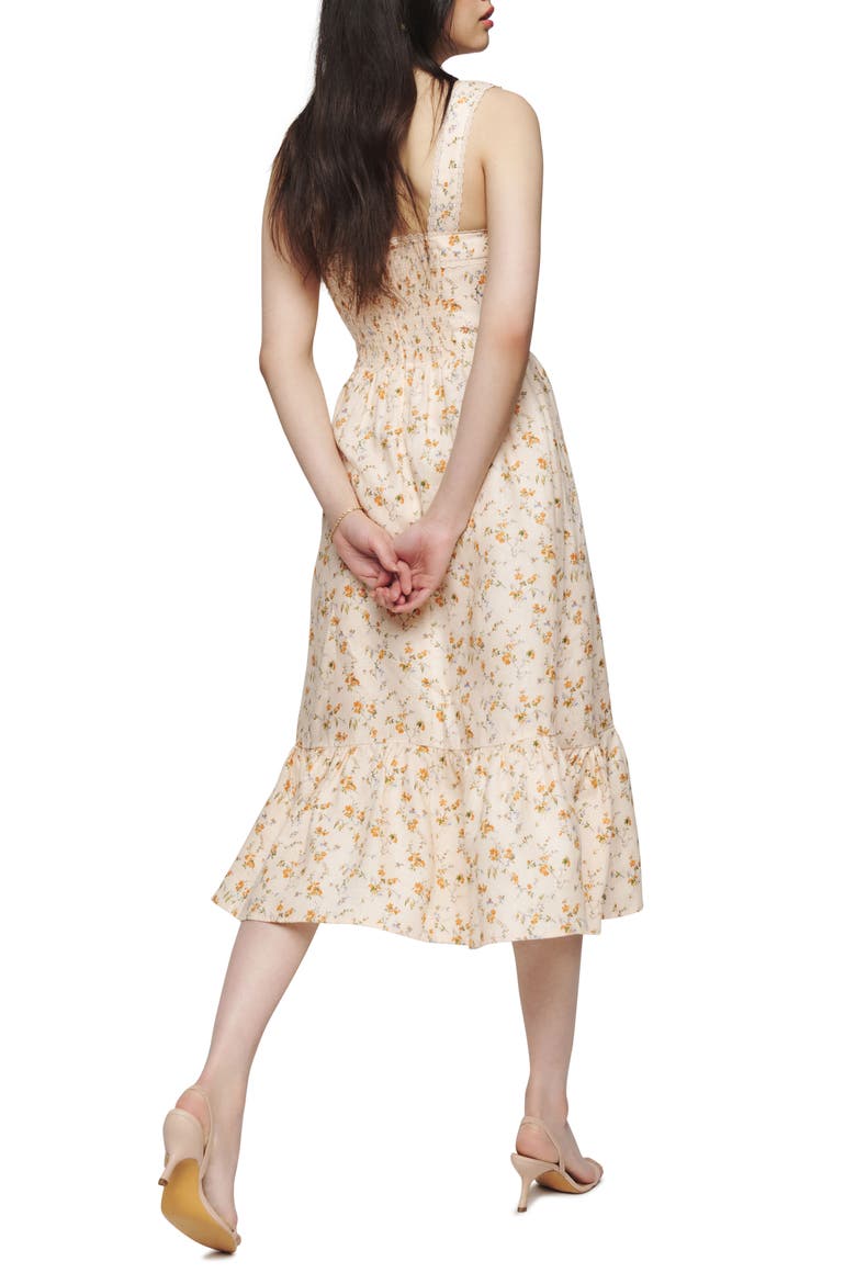 reformation rowen linen midi dress Rowen Square Neck Smocked Linen Sundress (Women)