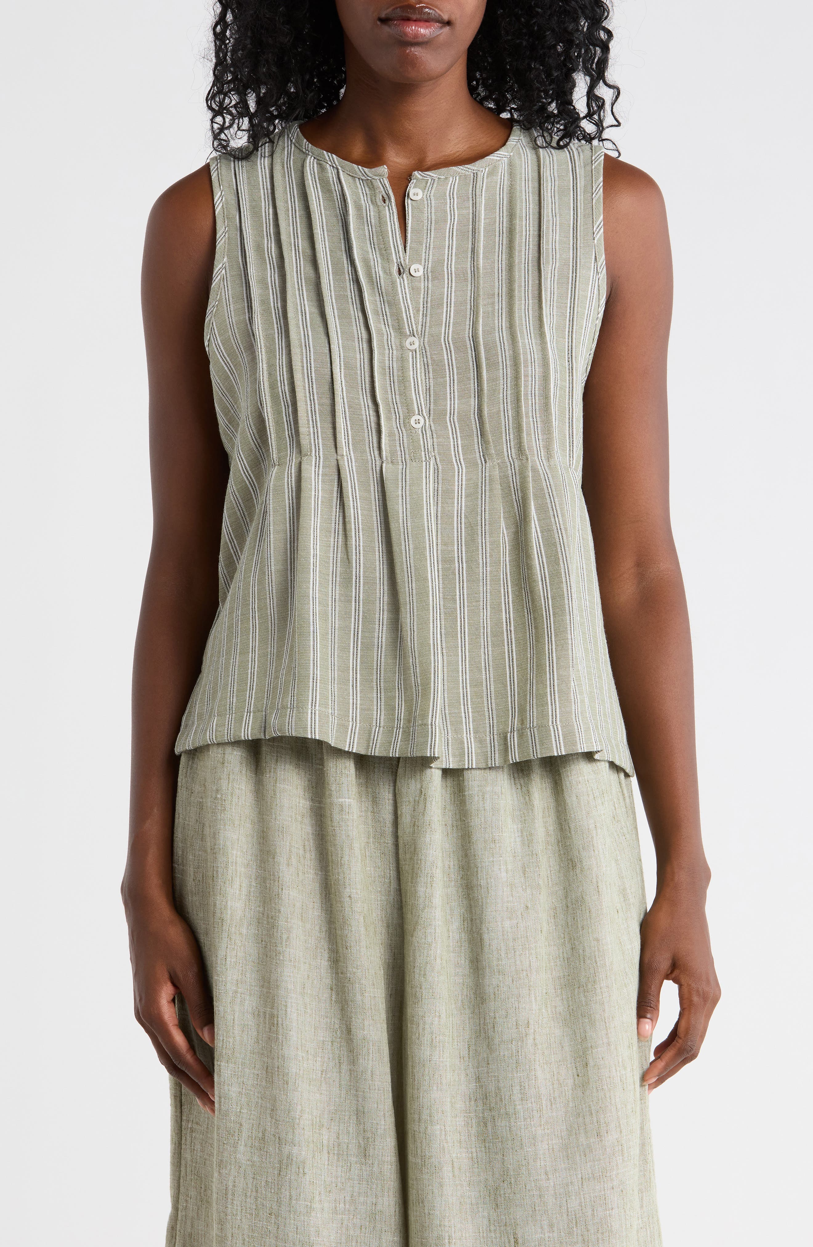 Stripe Pintucked Sleeveless Top - image 3