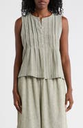 MAX STUDIO Stripe Pintucked Sleeveless Top