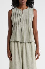 MAX STUDIO Stripe Pintucked Sleeveless Top