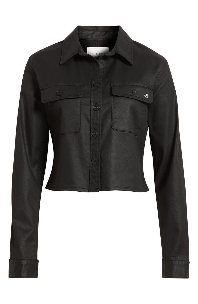 HIDDEN JEANS Coated Crop Button-Up Shirt, Alternate, color, Coated