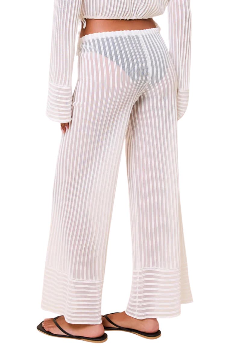 The Athena Sheer Stripe Wide Leg Cover-Up Pants, Alternate, color, OPTIC WHITE