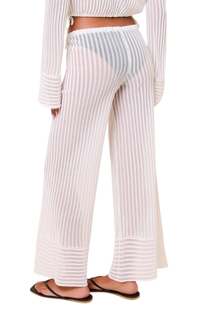 Solid & Striped The Athena Sheer Stripe Wide Leg Cover-Up Pants, Alternate, color, Optic White
