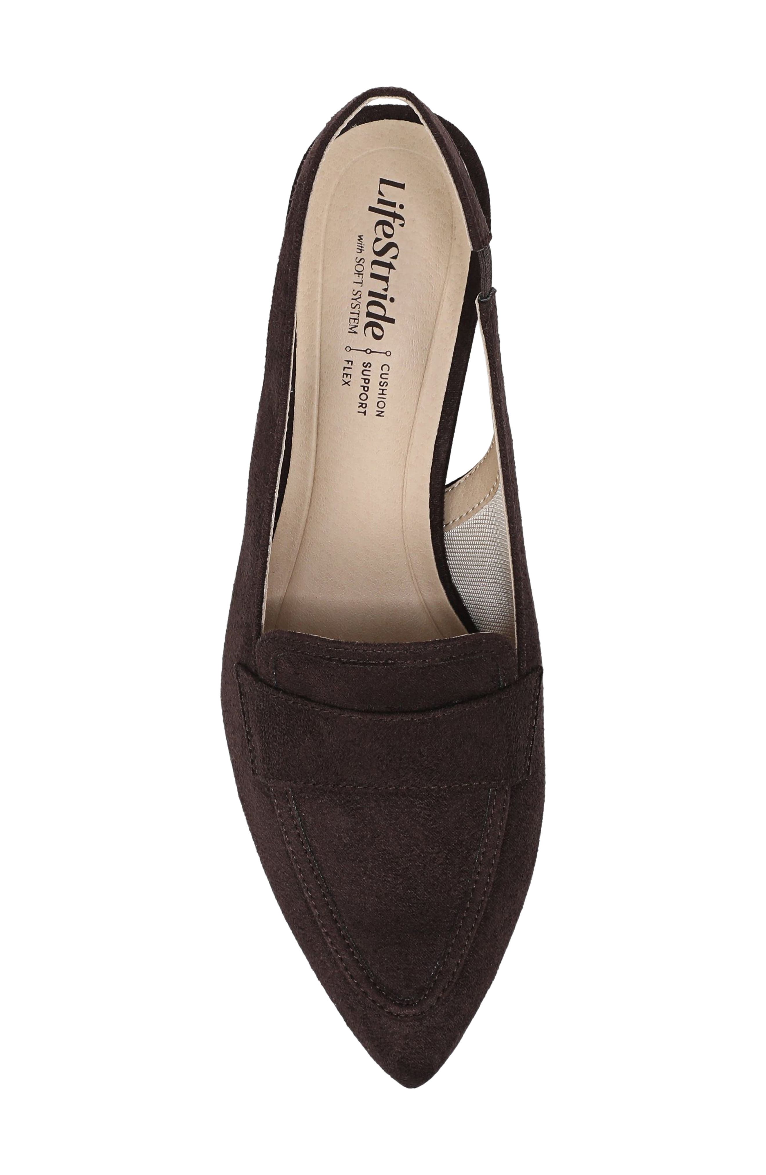 Angel Slingback Pointed Toe Loafer Pump, Alternate, color, DARK CHOCOLATE