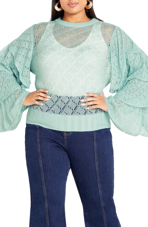 City Chic Carolina Pointelle Sweater In Green