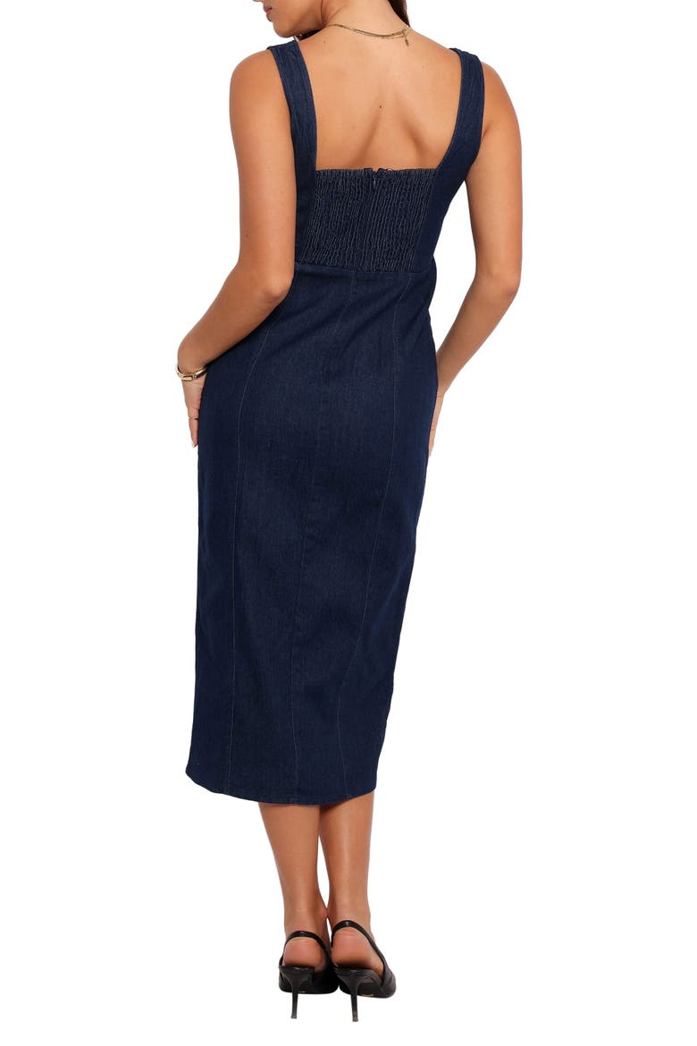 Tammy Sleeveless Cotton Blend Denim Midi Dress, Alternate, color, MEDIUM DENIM