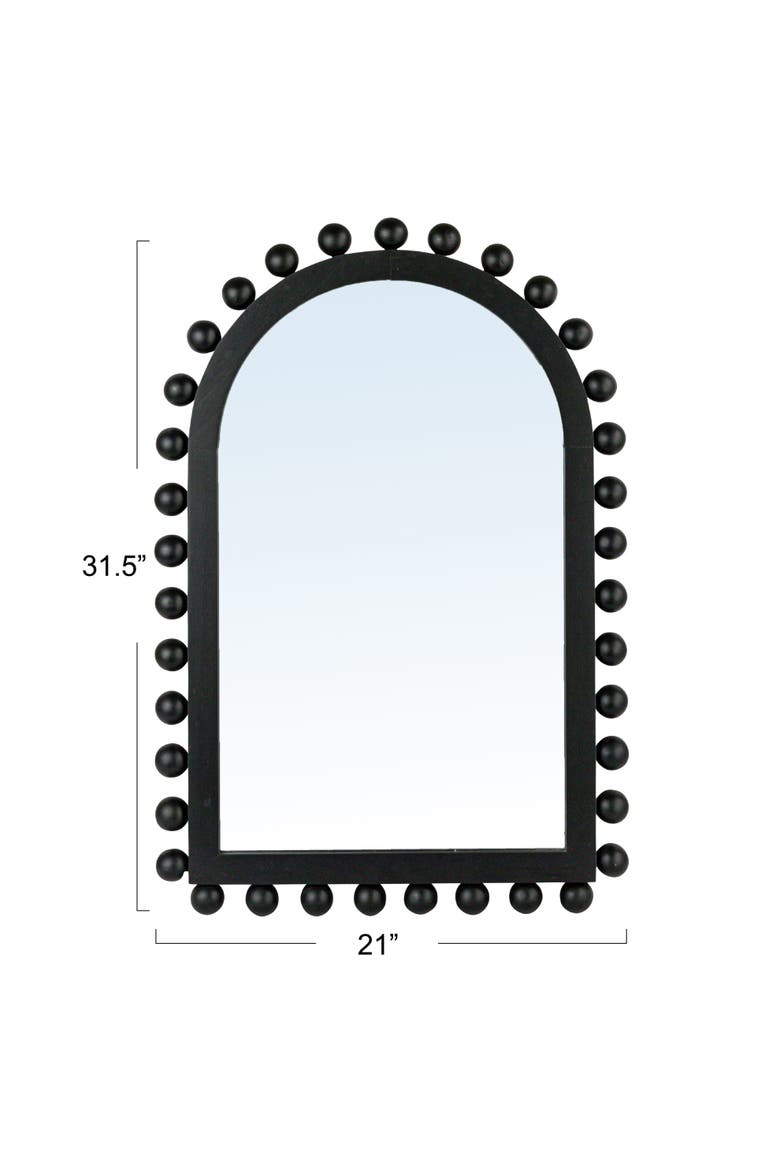 Boho-Southwestern Black Firwood Arched Wall Mirror, Black, Alternate, color, Black