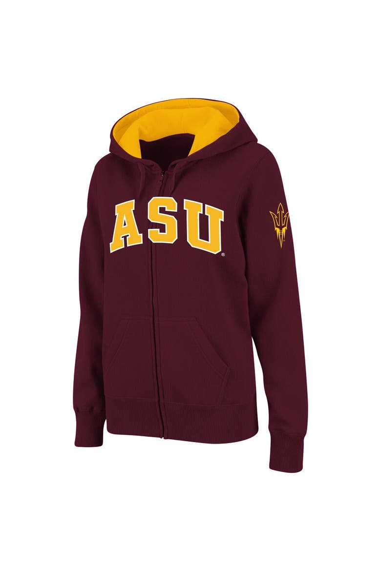 Women's Stadium Athletic Maroon Arizona State Sun Devils Arched Name Full-Zip Hoodie, Main, color, Maroon
