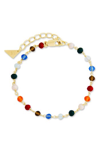 Sterling Forever Aimee Beaded Chain Bracelet In Gold