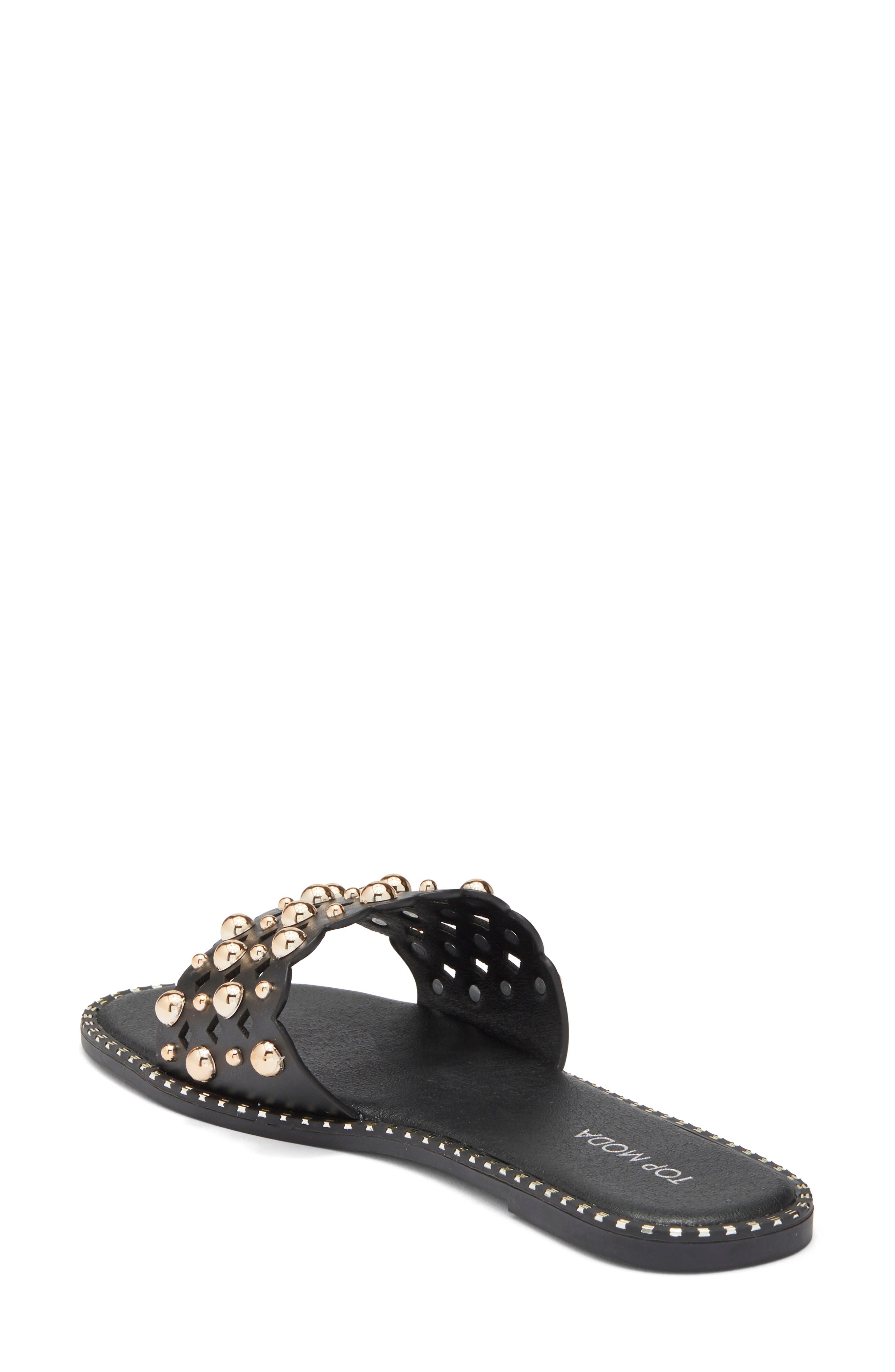 TOP MODA Mick Flat Sandal, Alternate, color, Black Pu