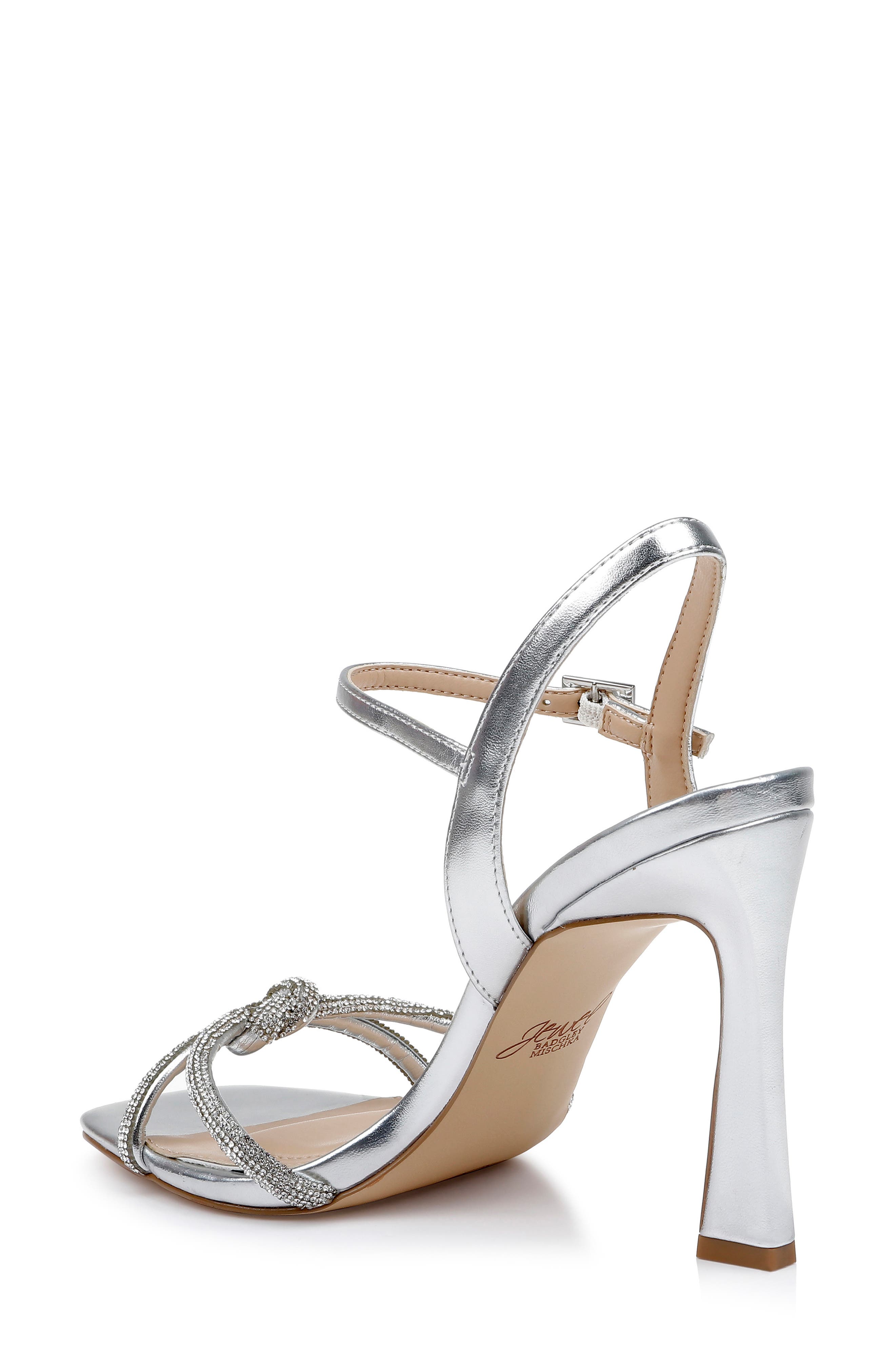 Jewel Badgley Mischka Madison Ankle Strap Sandal, Alternate, color, Silver