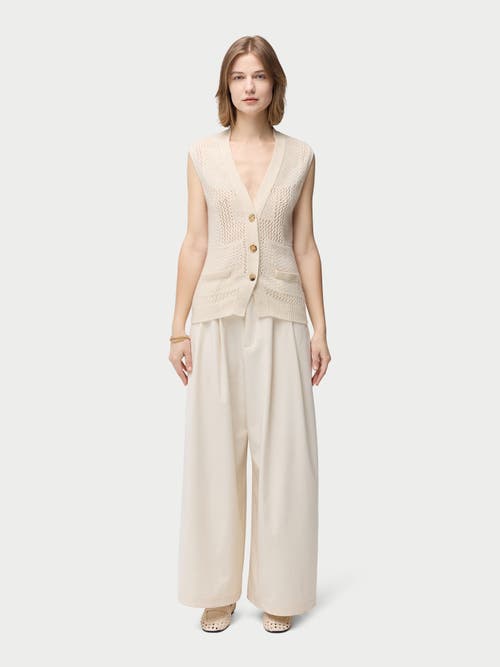 Gobi Mongolian Cashmere Mixed Pattern Cashmere Vest In Off White