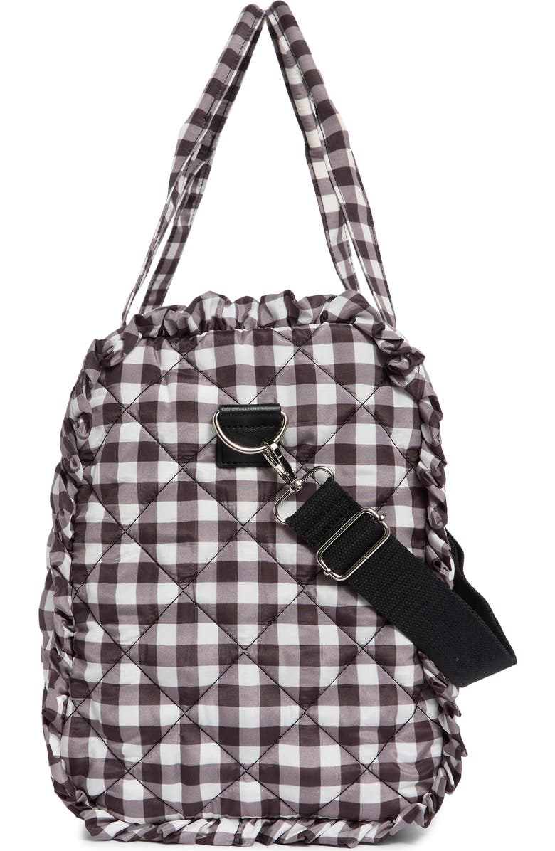 Madden Girl Quilted Duffle Bag, Alternate, color, Black/ White Gingham