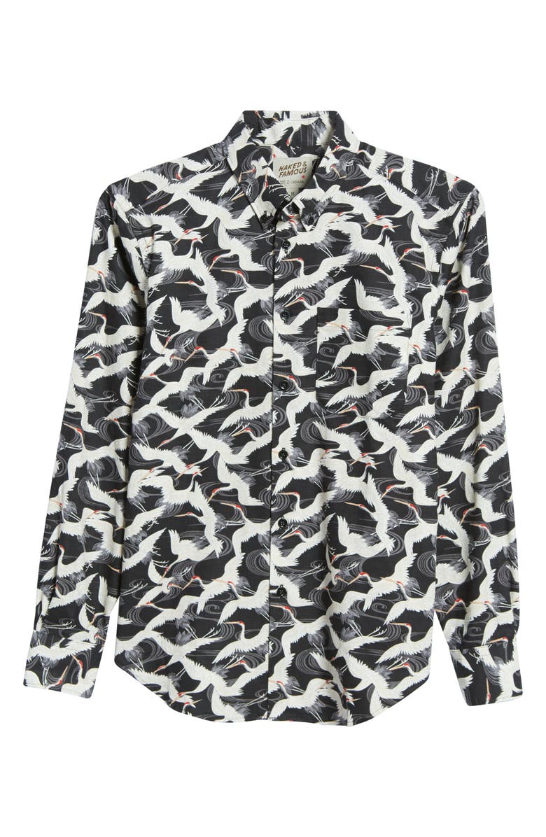 Naked & Famous Denim Easy Slub Crane Cotton Button-Down Shirt, Alternate, color, 