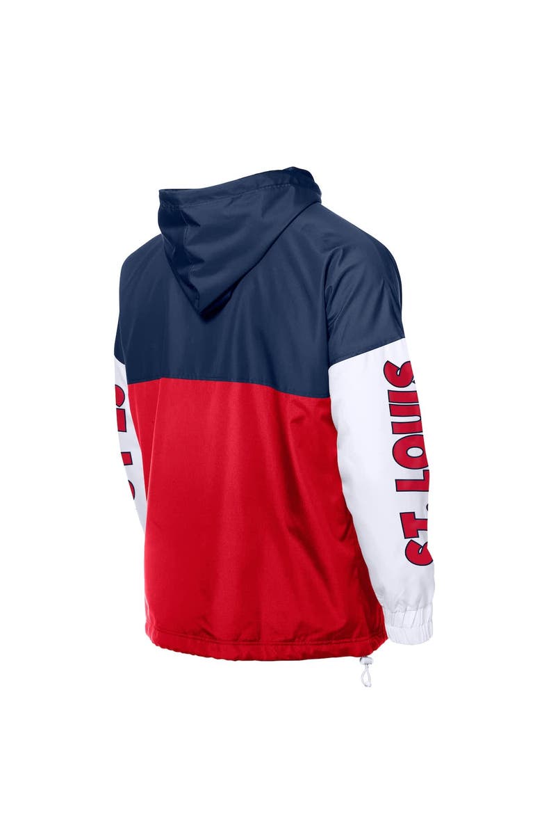 New Era Men's New Era Red/Navy St. Louis Cardinals Color Block Full-Zip Hoodie Windbreaker, Alternate, color, Red