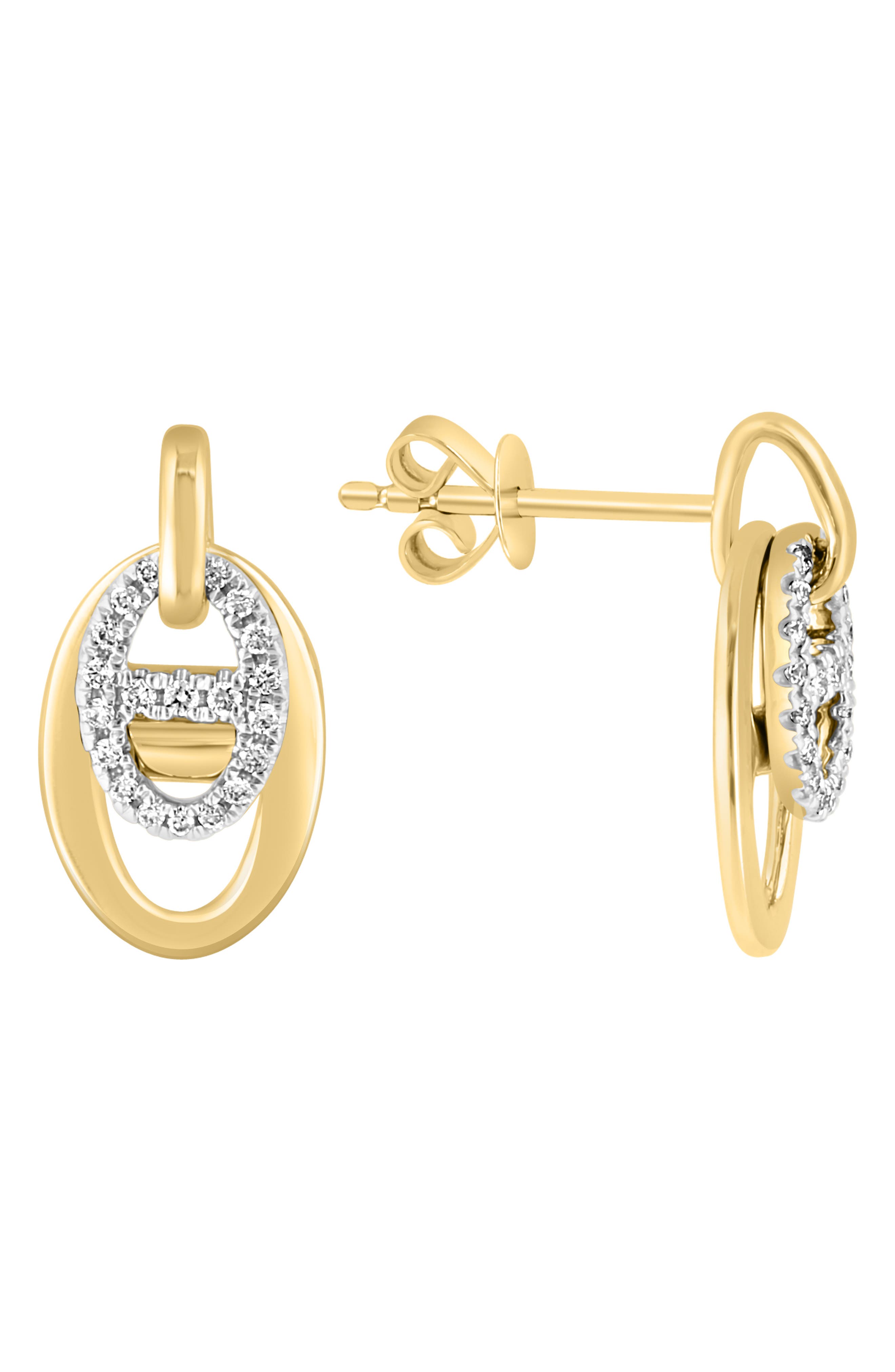 EFFY 14K Gold Diamond Mini Door Knocker Earrings - 0.17ct (Women ...