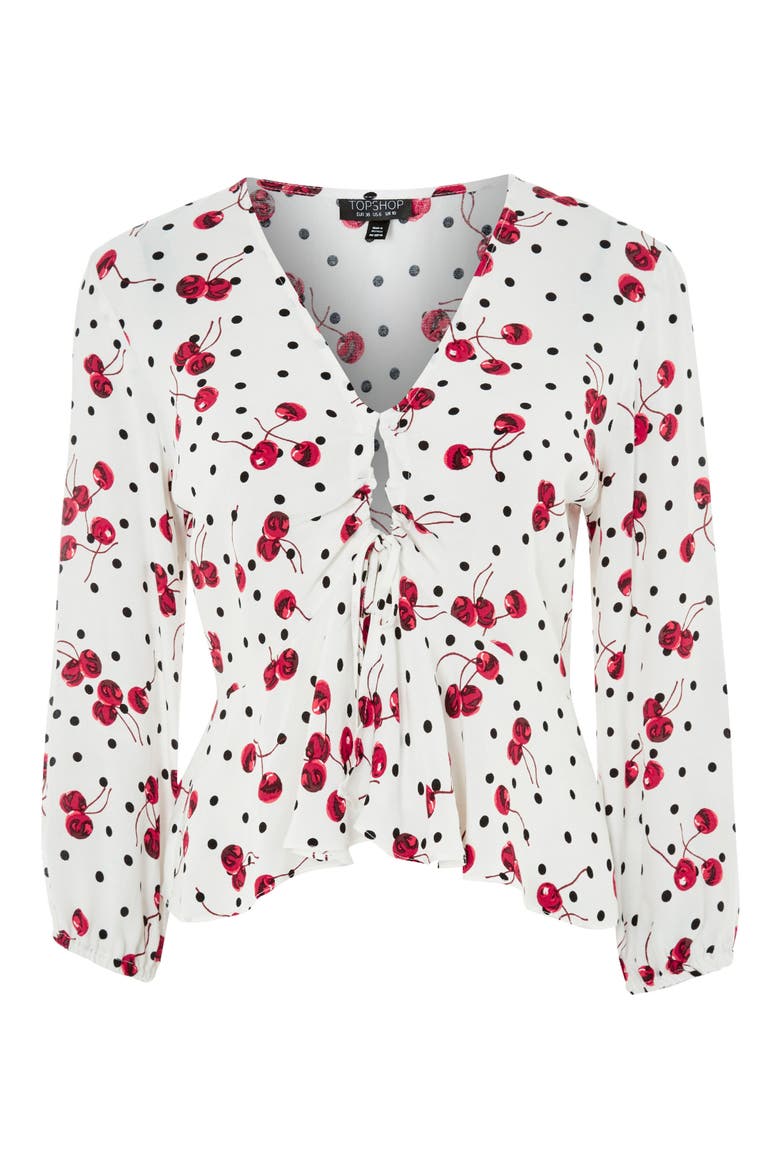 Cherry Spot Print Blouse, Alternate, color, IVORY MULTI
