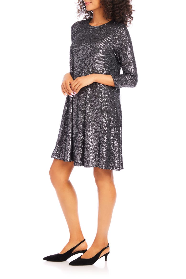 Sequin Swing Dress, Alternate, color, SMOKE