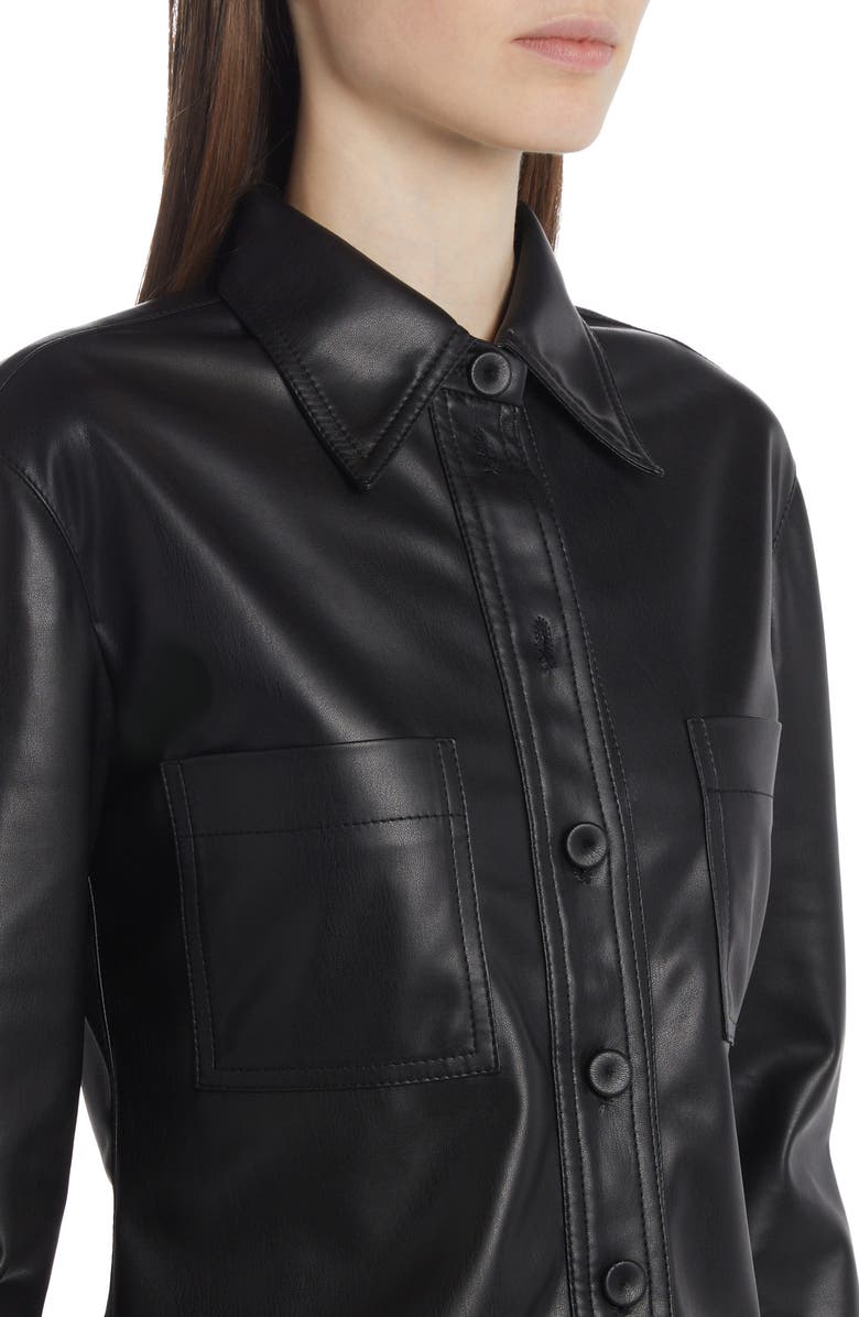 Stella McCartney Faux Leather Long Sleeve Button-Up Shirt, Alternate, color, 