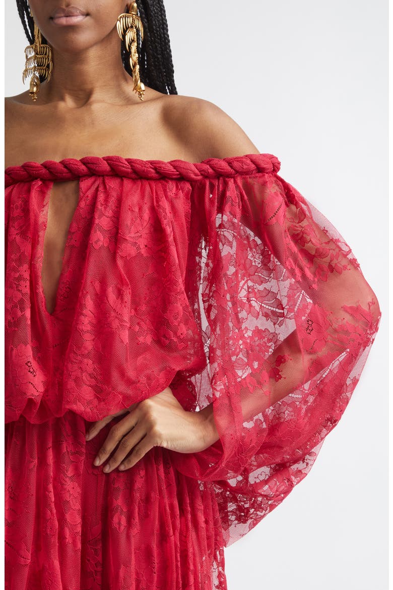 Luna Twist Lace Gown, Alternate, color, FUCHSIA