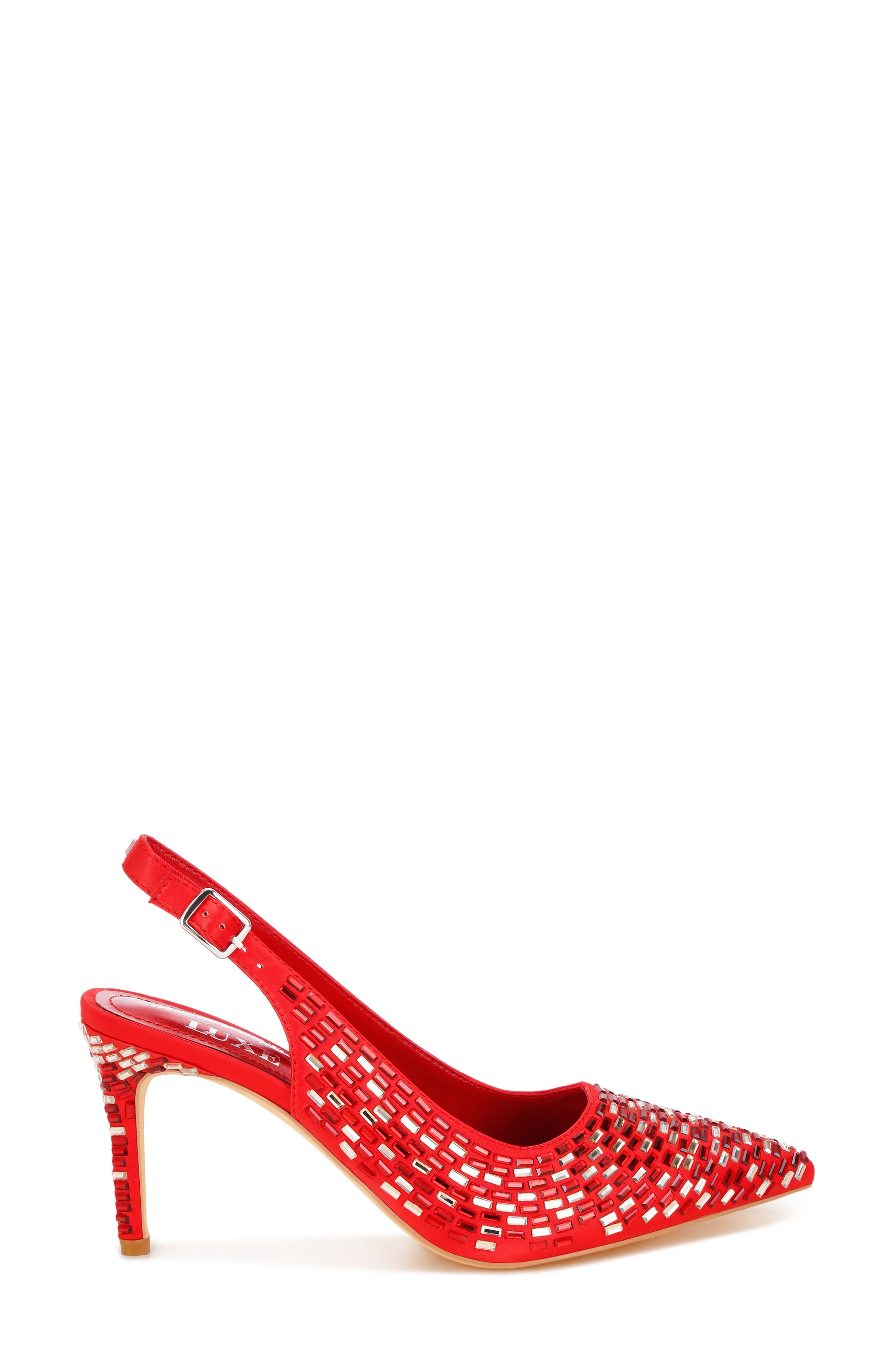 Lutina Mirrored Jewel Slingback Pump, Alternate, color, RED