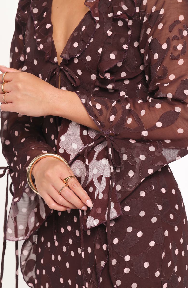 Petal & Pup Delta Polka Dot Plunge Neck Maxi Dress, Alternate, color, Plum Polka Dot