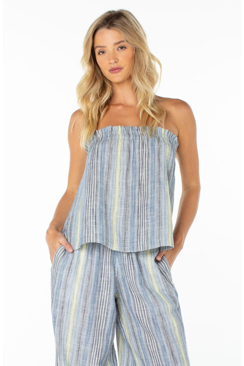 Offshore Stripe Strapless Cotton Top, Alternate, color, MOOD INDIG