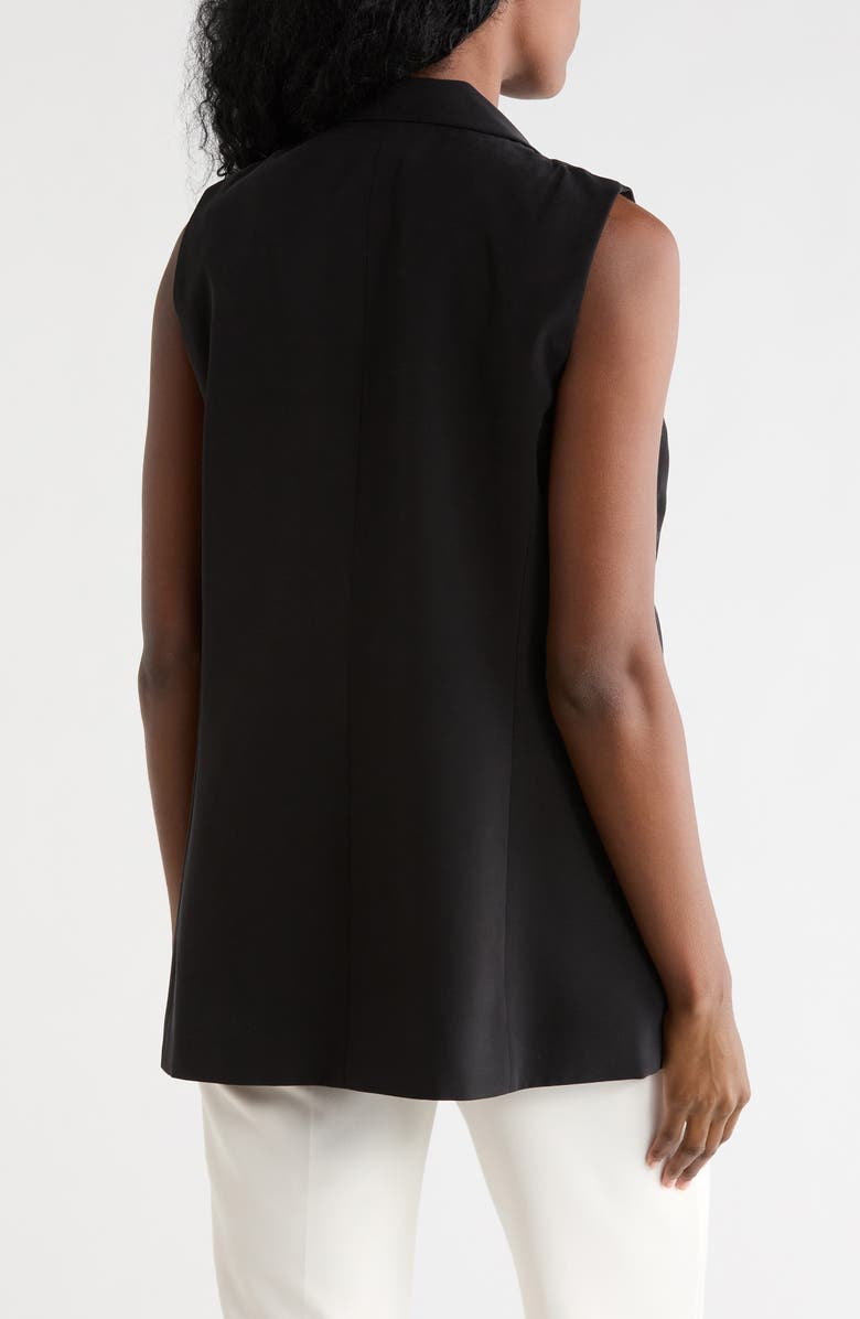 T Tahari Notch Lapel Longline Vest, Alternate, color, Black