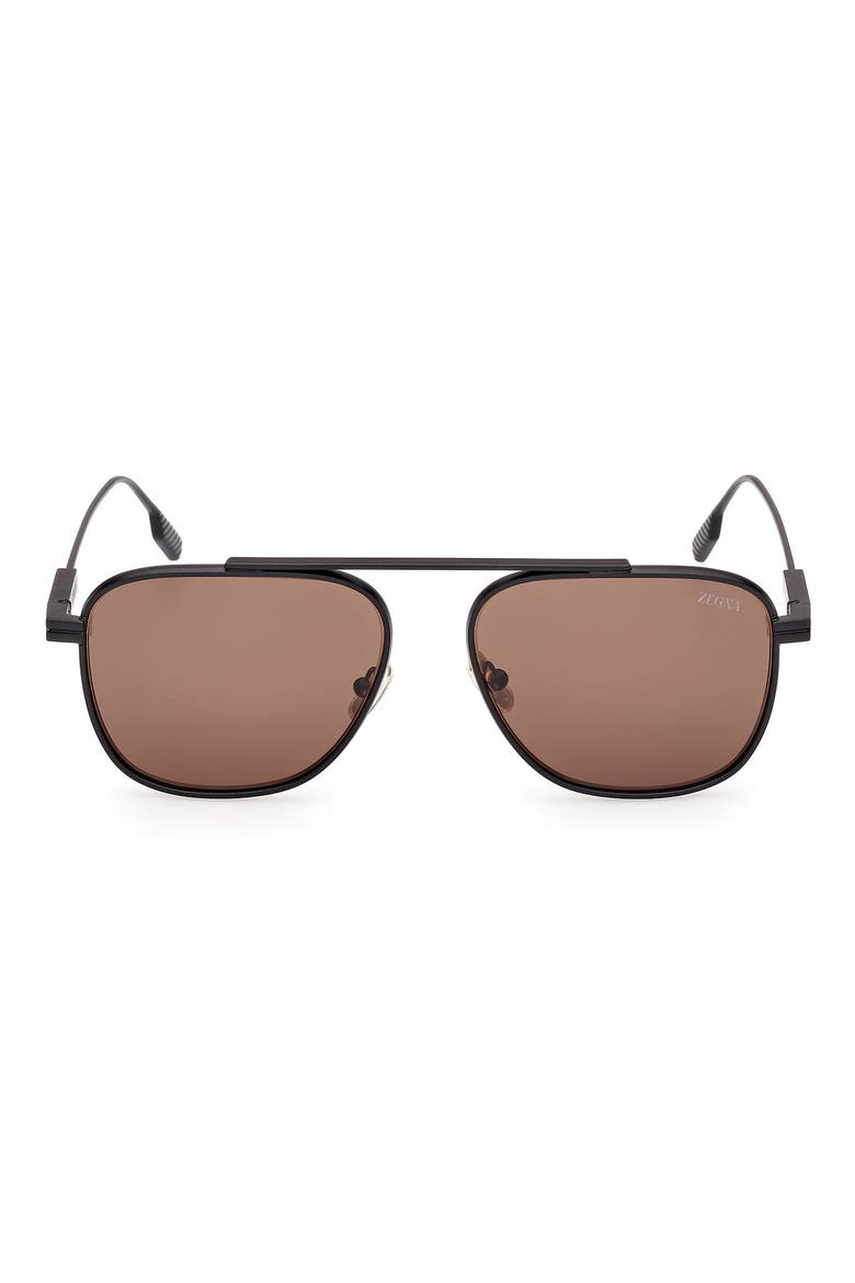 57mm Geometric Sunglasses, Main, color, BLACK METAL/ DEEP GOLD/ ROVIEX
