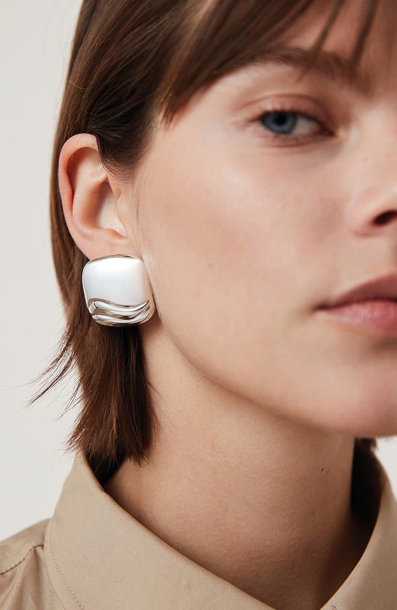 JENNY BIRD Rue Statement Button Earrings, Alternate, color, High Polish Silver